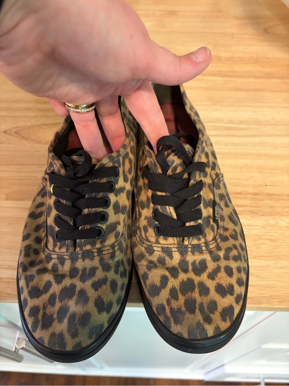 Vans Leopard Print Canvas Sneakers in Brown and Black